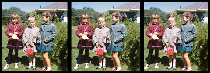 Laurie and frinds all dressed up for the first day of school in 1960